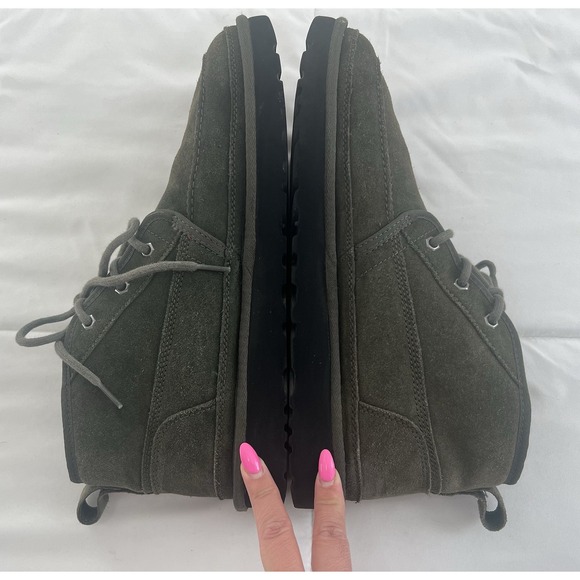 Ugg Neumel Moc Chukka Mens Warm Faux Fur Ankle Lace‎ Up Boots In Olive Green 13 - Picture 9 of 13